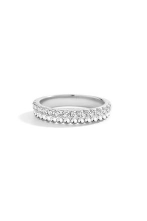Mint & Lily Beaded Cubic Zirconia Band in 925 Sterling Silver at Nordstrom, Size 6