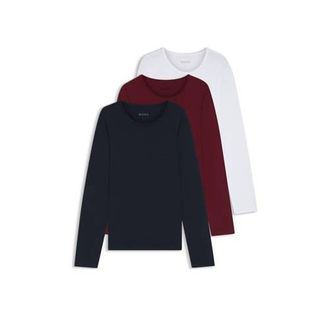 BOSS ondershirt (set van 3) donkerblauw/rood/wit