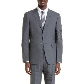 Thom Browne 4 Bar M&eacute;lange Wool Sport Coat in Dark Grey at Nordstrom, Size 3