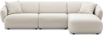 Castlery Auburn Chaise Sectional Sofa Right Facing Customized, Performance Linen Weave Sand, Spill Resistant, Modular for Grey