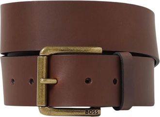 HUGO BOSS Accessoires, Heren, Bruin, ONE Size, Leer, Klassieke leren riem met metalen gesp