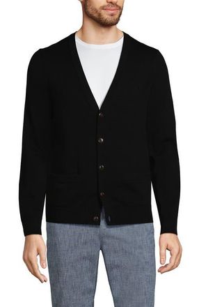 Lands End Fine Gauge Cotton Cardigan in Black at Nordstrom, Size X-Large