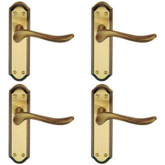 Loops 4x PAIR Curved Handle on Sculpted Latch Backplate 180 x 48mm Florentine Bronze