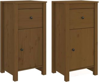 Berkfield Home Sideboards 2 pcs Honey Brown 40x35x80 cm Solid Wood Pine | Size: 40 x 35 x 80 cm
