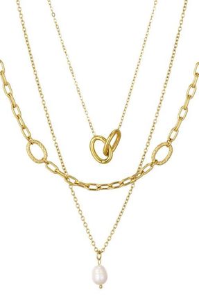 st. Moran Set of 3 Assorted Necklaces in Gold/White at Nordstrom