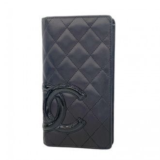 Chanel Black Leather Long Wallet (Bi-Fold) (Pre-Owned)