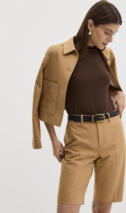 Contemporaine Womens Dense pleated Bermuda short Fit: Straight leg, high rise