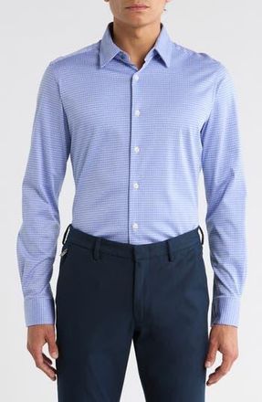 Duchamp Slim Fit Houndstooth Dress Shirt in Navy at Nordstrom Rack, Size 16.5R