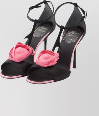 Roger Vivier rose appliqué stiletto sandals