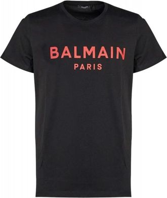 Balmain Zwart Logo Print Katoenen T-Shirt - Heren - T-shirts - Zwart - M - Katoen - Tops