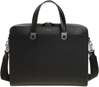 Ferragamo Trading Gancio Leather Briefcase in Nero at Nordstrom