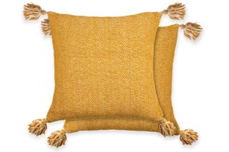 TJ Hughes Herringbone - Recycled Cotton Cushion Cover in Ochre - TJ Hughes