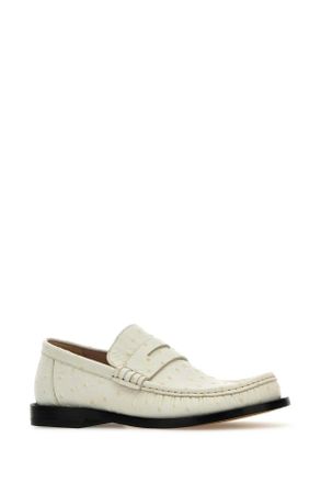 Loewe Womens Ivory Leather Campo Loafers Ecru Mocassini