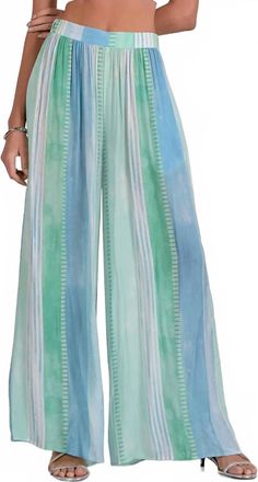 Elan Printed Wide Leg Pant In Blue Strovia