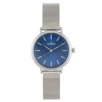 Peugeot Sleek Stainless Steel Mesh Watch- 30MM in Blue at Nordstrom