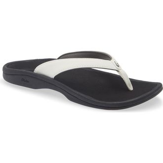 Olukai Ohana Flip Flop in White Sand/Black at Nordstrom, Size 12