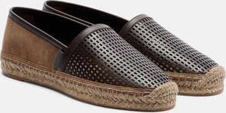 Brunello Cucinelli Monili leather and suede espadrilles