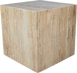 Jonathan Y Designs Felix 15 Contemporary Natural Marble Handmade Cube End Table in Travertine at Nordstrom
