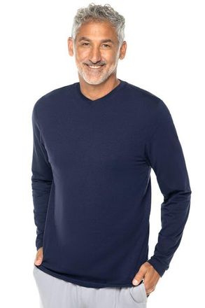 Coolibar Mens V-Neck Long Sleeve T-Shirt - UPF 50+ Sun Protection - Morada in Navy at Nordstrom, Size Xx-Large