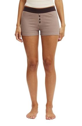 Cotton On Womens Dreamy Soft Boyshort in Mocha Marle Kenny Check at Nordstrom, Size X-Small