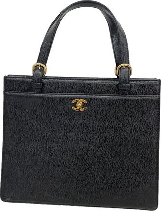 Chanel Black Grained Calfskin Tote Bag (Pre-Owned)