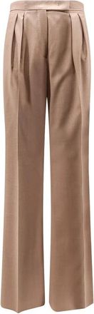 Max Mara Mxmzimino Broek - Dames - Wijde Broeken - Bruin - XS - Wol - Broeken