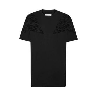 Philipp Plein Tops, Heren, Zwart, L, Katoen, T-shirt met ronde hals