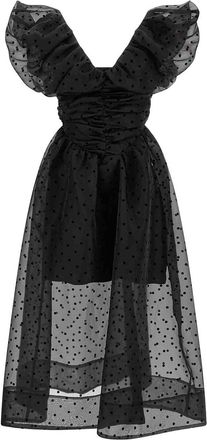 Ganni Black Organza Ruched Dress