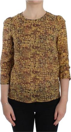 Dolce & Gabbana Siciliaanse Moza&iuml;ekprint Zijden Blouse - Dames - Blouses - Veelkleurig - XS - Overhemden