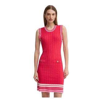 Liu Jo Kleedjes, Dames, Rood, M, Geribd Gebreide Jurk Zonder Mouwen