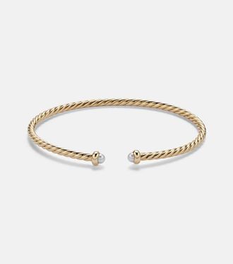 David Yurman Pulsera Cablespira Flex Micro de oro de 18 ct con perlas
