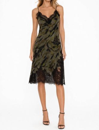 Gold Hawk Silk Coco Slip Dress In Camo