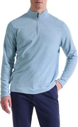 Bugatchi Houndstooth Patern Quarter Zip Top in Air Blue at Nordstrom, Size Xx-Large