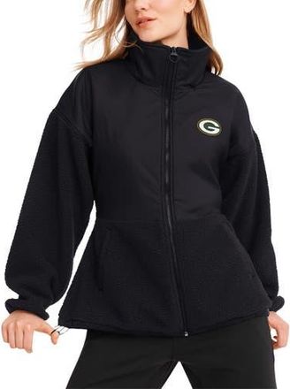 DKNY Womens DKNY Sport Black Green Bay Packers Drew Mixed Media Full-Zip Jacket at Nordstrom, Size X-Large