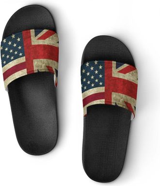 Generic Vintage U.S. Flag Shower Shoes Slipper for Women Men Beach Slippers Quick Drying Non Slip Open-Toe Sandals