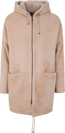 Giorgio Brato Lamsvel Parka Met Capuchon - Heren - Parka Jassen - Beige - M - Leer - Jassen