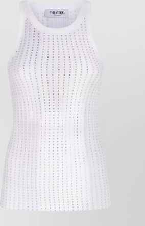 The Attico crew neck perforated ribbed sleeveless tank top