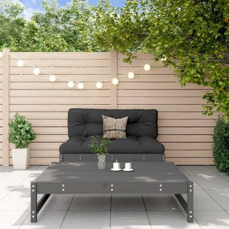 vidaXL Juego De Muebles De Jard&iacute;n 2 Pzas Y Cojines Madera Maciza Gris Vidaxl