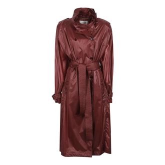 Saint Laurent Midi Belted Trench Coat - female - Saint Laurent - Belted Coats - Red - M - Coats