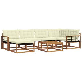 vidaXL Conjunto De Sof&aacute;s De Exterior Con Coj&iacute;n 19 Pcs Natural Y Crema Vidaxl