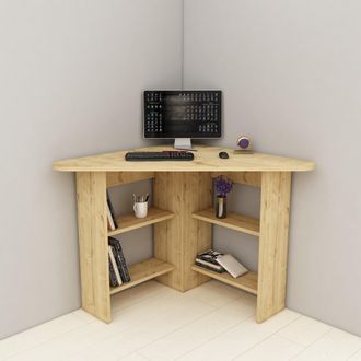 Dmora Escritorio Panchia, Esquinero, 5 Estantes, 4 Compartimentos, 80x80x74h Cm Marr&oacute;n