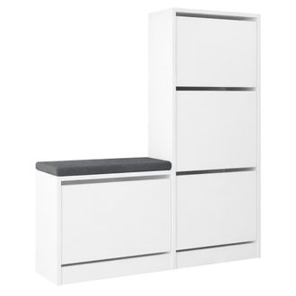 Dmora Zapatero Velma, Mueble Para 8 Pares De Zapatos, 4 Puertas, 8 Compartimentos, 105x26x119h Cm Blanco