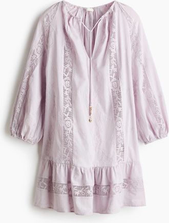 H&M Lace-inset Tunic Dress in Lilac at Nordstrom, Size X-Small