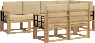vidaXL Conjunto De Sof&aacute;s De Exterior 7 Uds. Y Beige Poli&eacute;ster Vidaxl