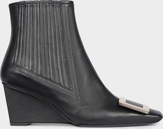 Roger Vivier Belle Vivier 60MM Leather Wedge-Heel Ankle Boots