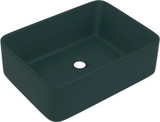 vidaXL Lavabo de lujo cerámica verde oscuro mate 41x30x12 cm Vidaxl