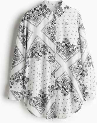 H&M Gecrinkelte Standbluse - White