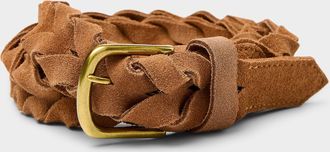 Simons Womens D-buckle braided textured suede belt