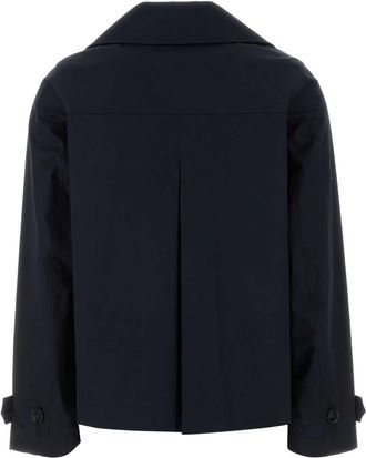 Woolrich Womens Midnight Blue Cotton Trench Coat Meltonblue Exterior