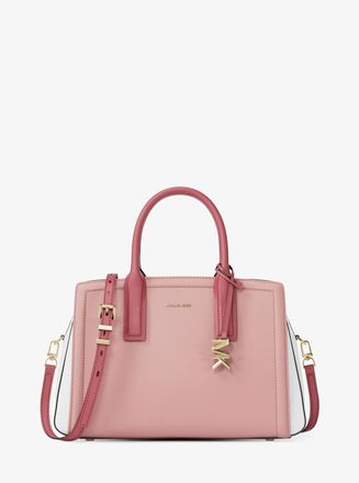 Michael Kors Laila Medium Color-Block Pebbled Leather Satchel